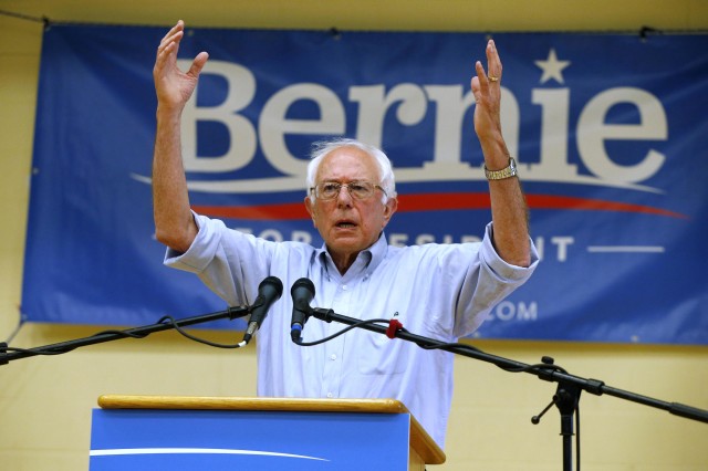 Democratic presidential candidate, Sen. Bernie Sanders, I-Vt., speaks during a town hall meeting in Nashua, N.H. onJune 27, 2015.