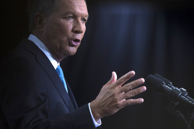 Ohio Gov. John Kasich announces he is running for the 2016 Republican party’s nomination for president during a campaign rally on  July 21, 2015 in Columbus, Ohio. (AP)