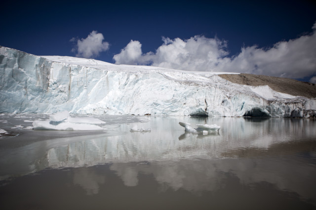 This June 5, 2015. photo shows a view of the Quelccaya Ice Cap in Peru. The Quelccaya Ice Cap is the world's largest tropical glacier. Climate change threatens the complete disappearance of the Andes' tropical glaciers within the next 20 years, putting precious water, energy and food sources at risk. (AP)