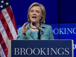 Democratic presidential candidate Hillary Rodham Clinton discuss the Iran nuclear deal at the Brookings Institution in Washington, Sept. 9, 2015