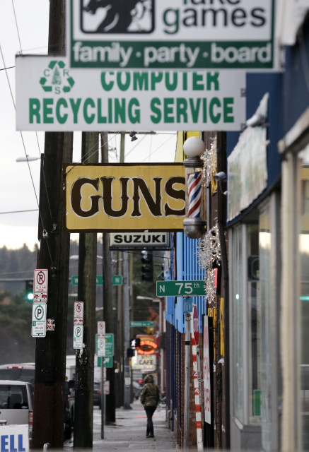 A gun shop is seen among other businesses on Dec. 19, 2012 in Seattle, Washington. (AP/File)