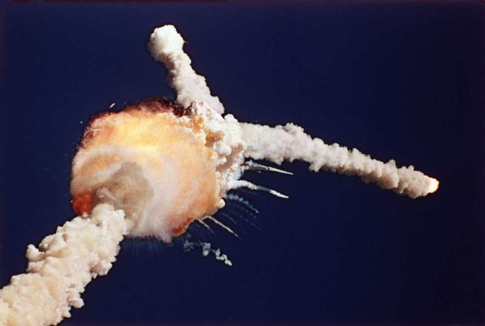 The Space Shuttle Challenger explodes shortly after lifting off from Kennedy Space Center, Fla., Tuesday, Jan. 28, 1986. All seven crew members died in the explosion. (AP file photo)