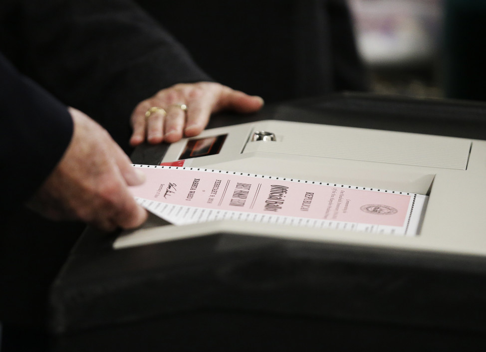 A ballot for the New Hampshire primary is entered into a voting machine in Nashua, N.H. on  Feb. 9, 2016. (AP)