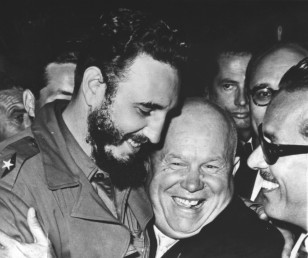 Cuba's Prime Minister Fidel Castro and Soviet Premier Nikita Khrushchev, embrace one another at the UN General Assembly, at the United Nations Building, in New York, NY, Sept. 20, 1960. (AP Photo)