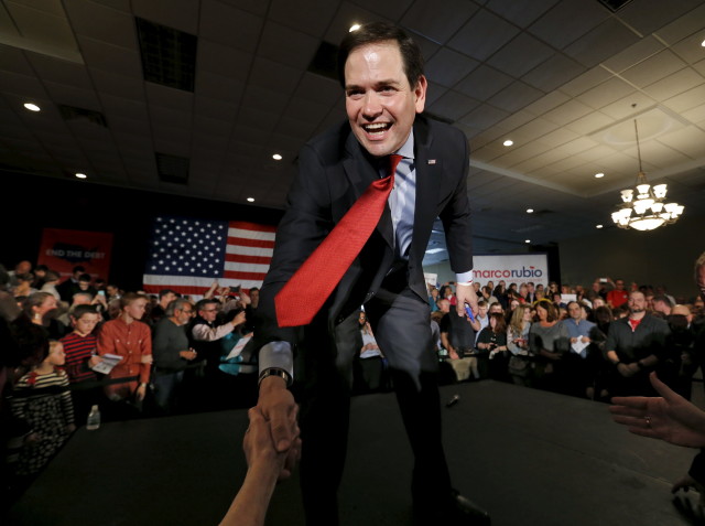 U.S. Republican presidential candidate Marco Rubio addresses supporters ahead of Minnesota's evening Super Tuesday caucuses in Andover, Minnesota March 1, 2016. (Reuters)