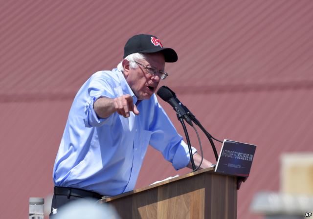Democratic presidential candidate Bernie Sanders speaks at a campaign rally in Santa Maria, Calif., May 28, 2016.