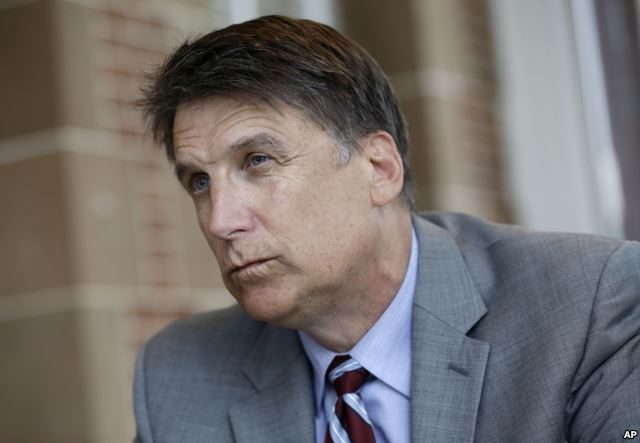 FILE - North Carolina Gov. Pat McCrory at the governor's mansion in Raleigh, N.C., April 12, 2016. The Justice Deparftment gave McCrory until Monday to declare whether the state's bathroom law will be enforced.