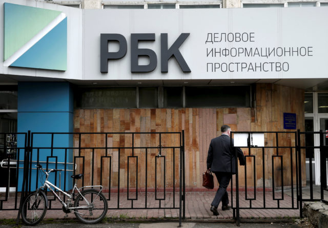 A man walks towards the RBC media group office building in Moscow, Russia, April 15, 2016. RBC is one of the few independent media outlets in Russia. Three top editors recently resigned after what appears to be pressure from the Kremlin over RBC's reporting on sensitive issues. Kremlin spokesman Dimitry Peskov denies any pressure from Russian authorities. (Reuters) 
