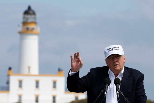 Republican presidential candidate Donald Trump speaks during a news conference at Turnberry Golf course in Turnberry, Scotland, June 24, 2016. (Reuters) 