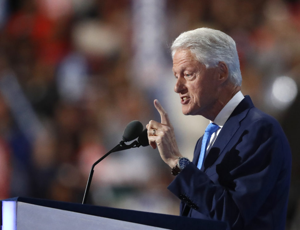 Former President Bill Clinton speaks during the second day of the Democratic National Convention in Philadelphia , Tuesday, July 26, 2016. (AP)