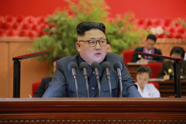 North Korean leader Kim Jong Un gives a speech at the 9th Congress of the Kim Il Sung Socialist Youth League in this undated photo released by North Korea's Korean Central News Agency (KCNA) in Pyongyang on August 29, 2016. (KCNA/ via Reuters) 