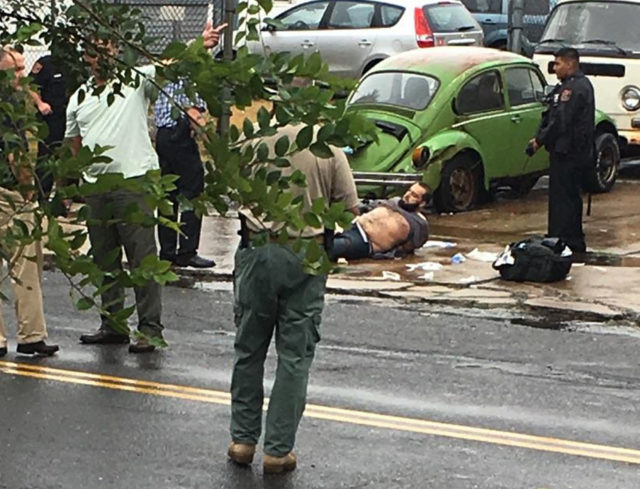 Ahmad Khan Rahami is taken into custody after a shootout with police Monday, Sept. 19, 2016, in Linden, N.J. Rahami was wanted for questioning in the bombings that rocked the Chelsea neighborhood of New York and the New Jersey shore town of Seaside Park. (AP)