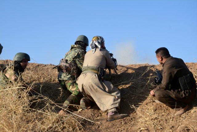 Peshmerga forces are seen in the east of Mosul to attack Islamic State militants in Mosul, Iraq, October 17, 2016. (Reuters) 