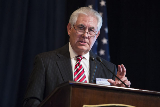 ExxonMobil CEO Rex Tillerson delivers remarks on the release of a report by the National Petroleum Council on oil drilling in the Arctic, March 27, 2015, in Washington. (AP)