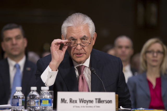 Secretary of State-designate Rex Tillerson testifies on Capitol Hill in Washington, Wednesday, Jan. 11, 2017, at his confirmation hearing before the Senate Foreign Relations Committee. (AP)